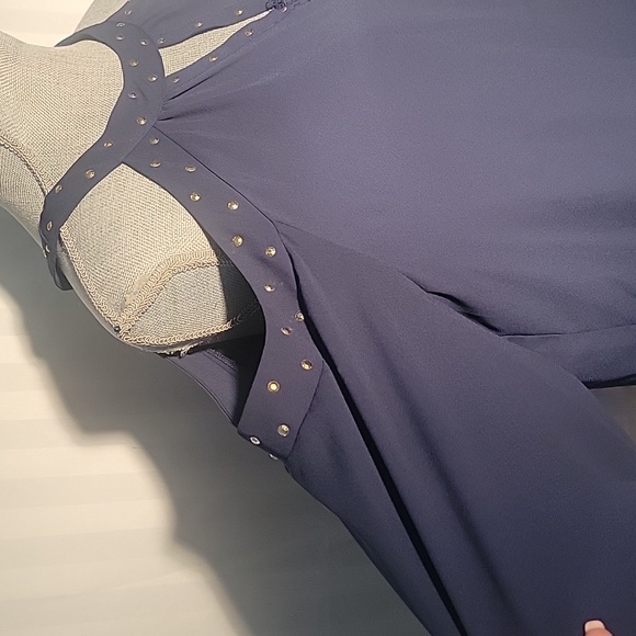 INC. Cold-Shoulder Studded Keyhole-Neck Blouse, Created for Macy's, Size: PXL - Picture 3 of 10